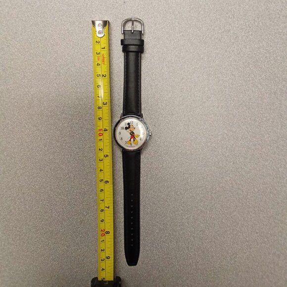 Timex Mickey Mouse Watch With Black Leather Strap & Silver Case - Picture 4 of 7